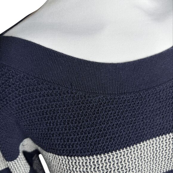 Market & Spruce Tawnee waffle stitch pullover sweater XL navy white - Picture 4 of 8
